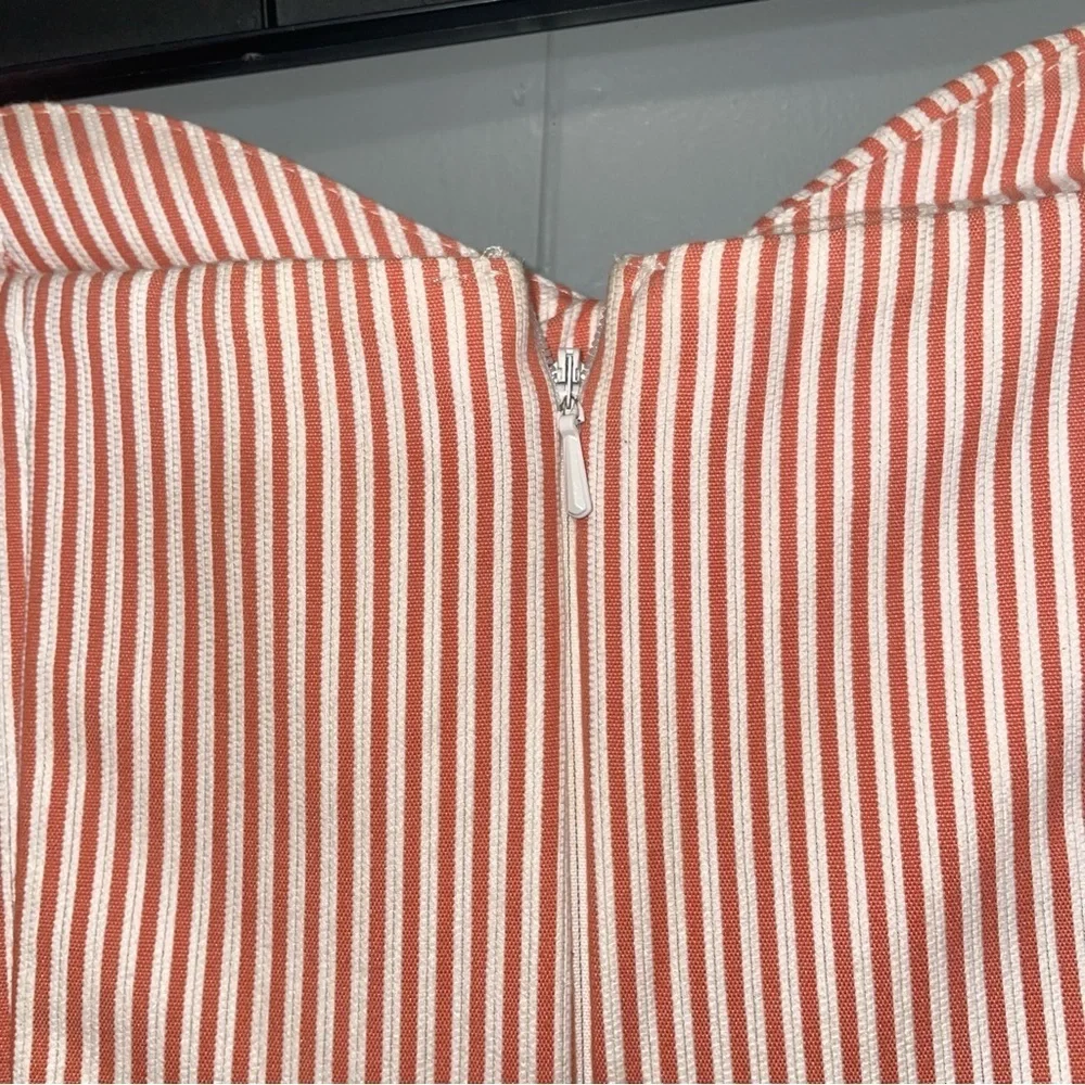 Judith March Orange and White Seersucker Strapless Dress Medium - Picture 8 of 10